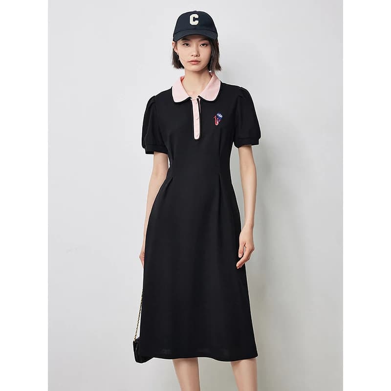 Robe de style académique pour femmes, jupe polo mi-longue, été, nouveau, 2024