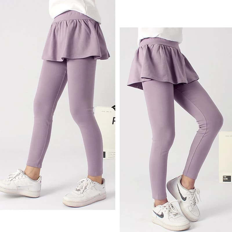 2026 nouveauté coton maigre grands enfants filles jupe Leggings haute élastique solide printemps ado
