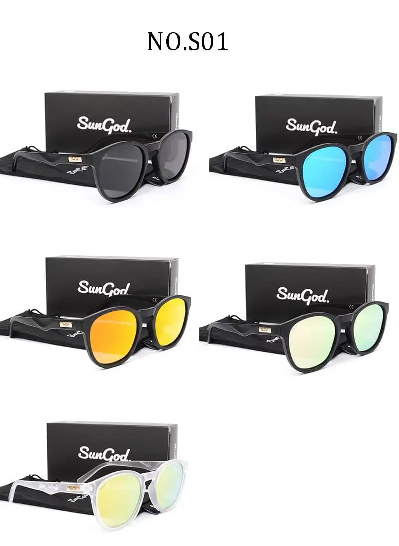 SUNGOD MIRAS Lunettes de soleil miroir bleu Lunettes à verres polarisés pour hommes Lunettes de sole