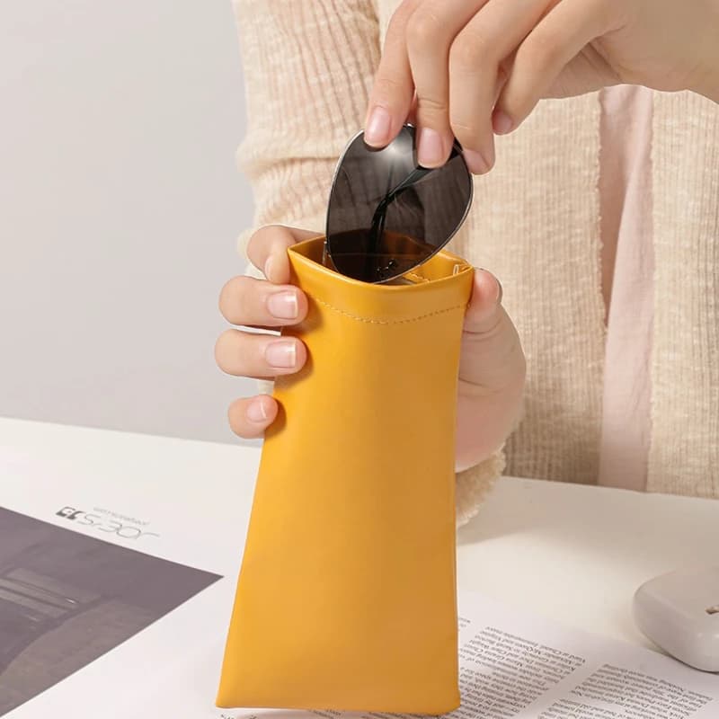 Étui à lunettes de soleil à fermeture automatique, 2 pièces, sac de rangement de lunettes en cuir PU