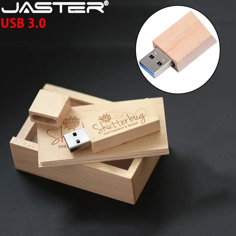 5 PCS LOT boîte en bois clé USB USB 3.0 Logo personnalisé gratuit clé USB 128GB 64GB 32GB clé mémoir