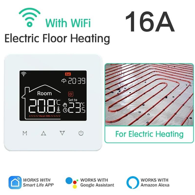 Thermostat intelligent Tuya WiFi pour chauffage au sol électrique, chaudière à eau et à gaz, contrôl