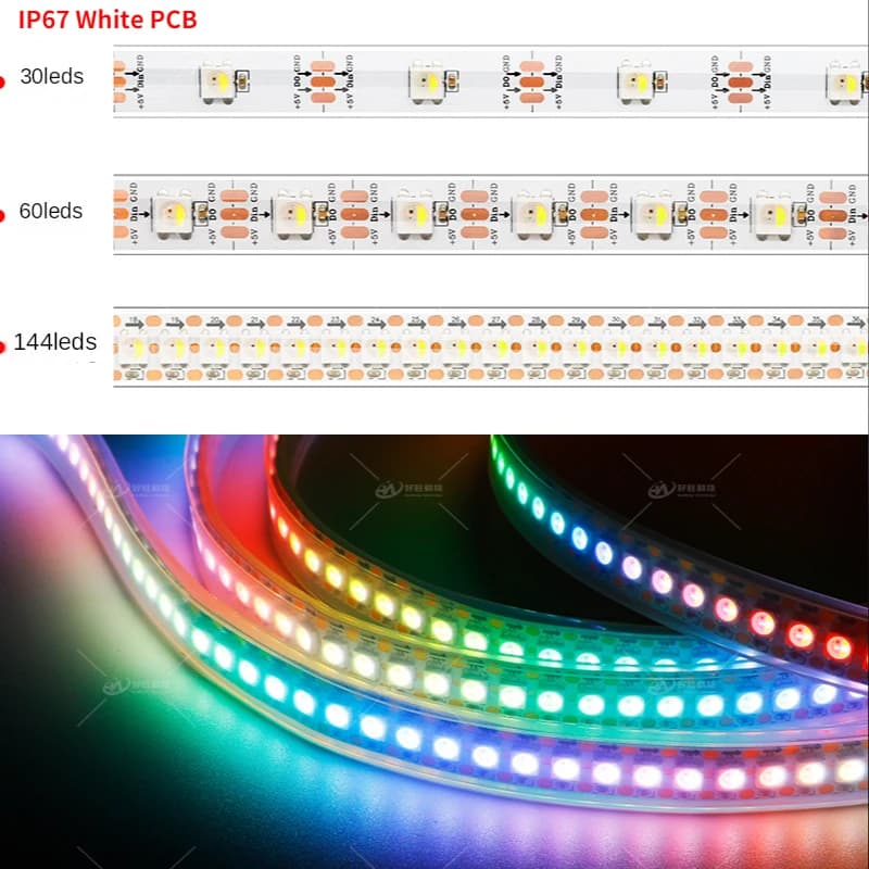 Bande Lumineuse LED SK6812 RGBW 4 en 1, Similaire à WS2812B 30 60 144 gible/m, Adressable Individuel