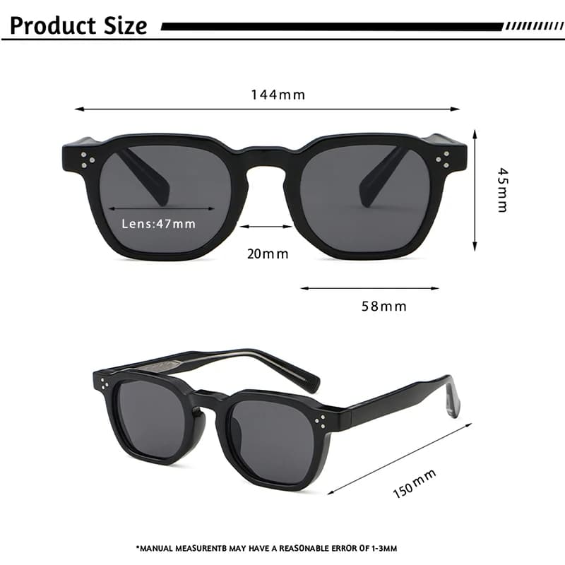 Lunettes de soleil rétro punk CATERSIDE pour hommes, monture carrée petite, design personnalisé, lun