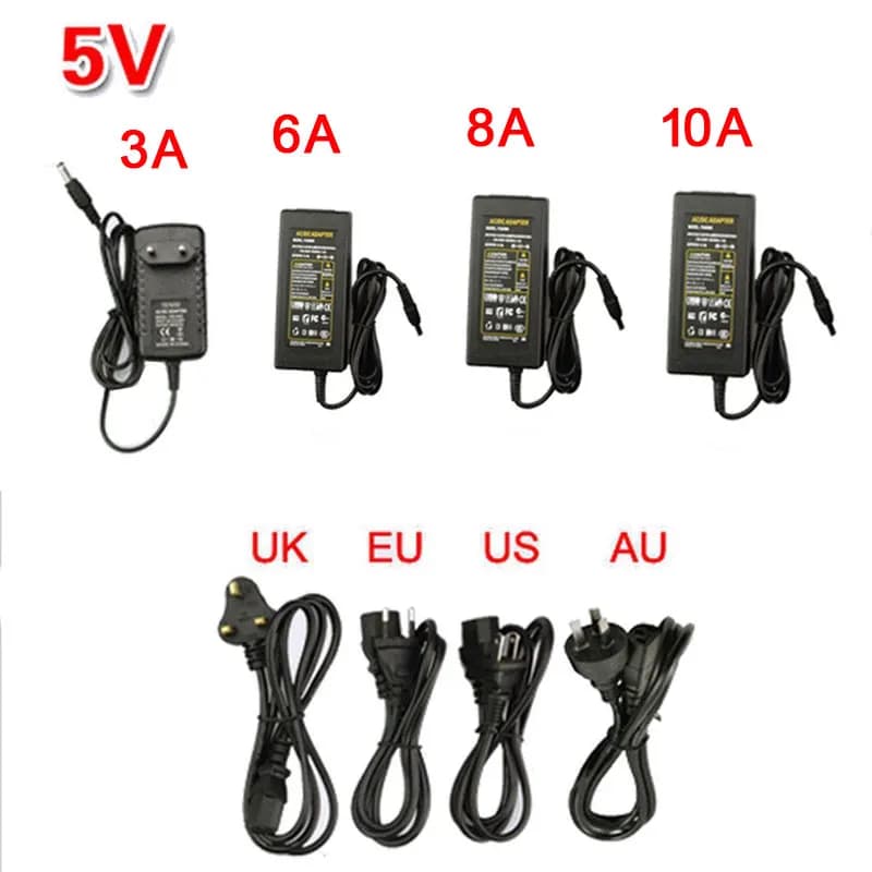 Adaptateur d'alimentation LED DC 5V 12V 24V, transformateur de lumière 1A / 2A / 3A / 5A / 6A / 8A /