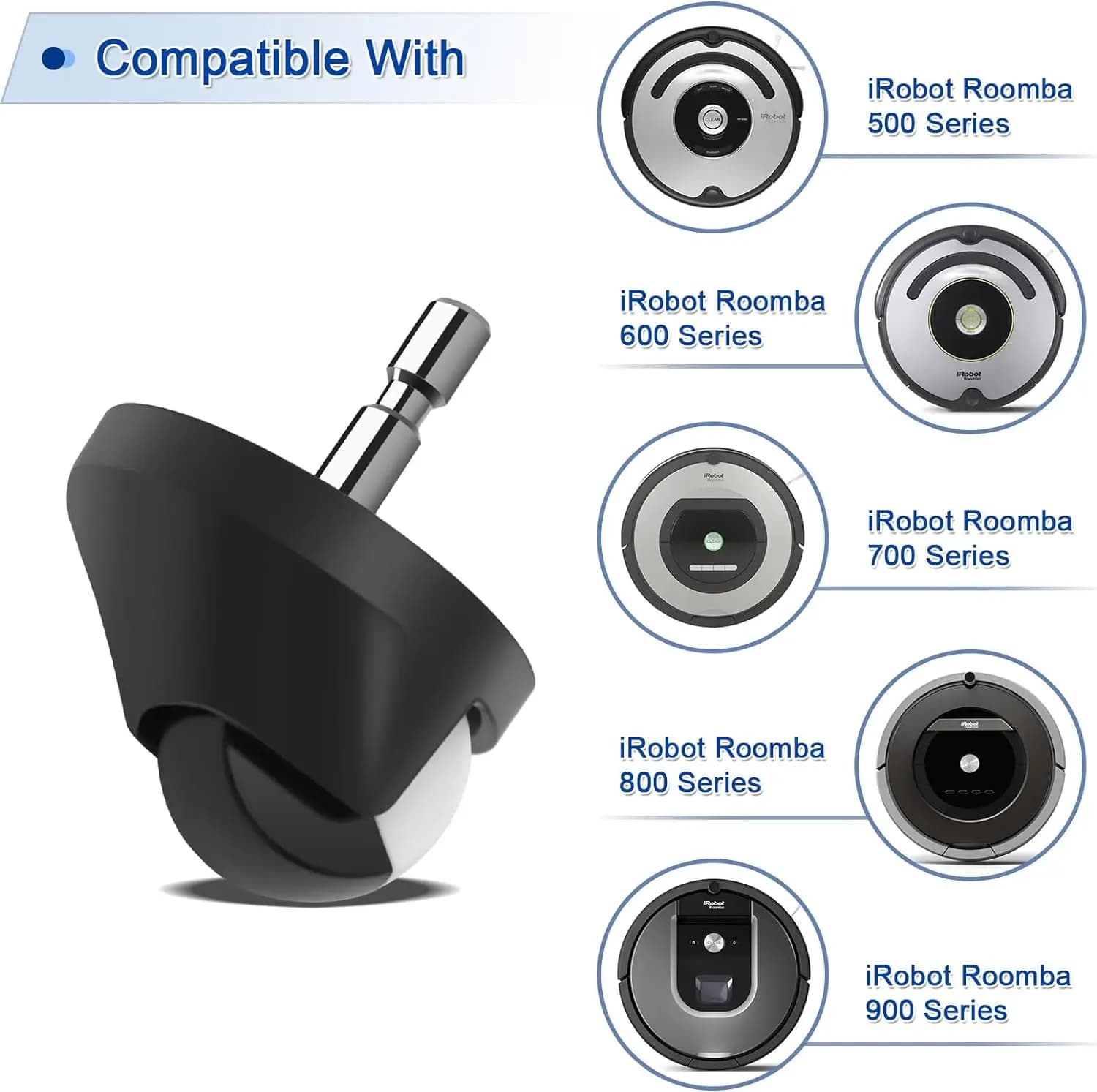 Assemblage de roulette de roue avant de remplacement pour tous les aspirateurs robots iRobot Roomba,
