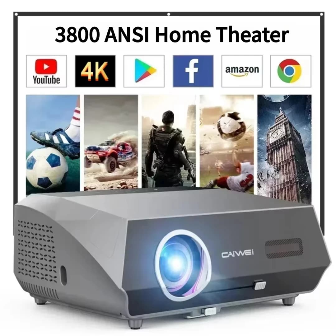 Projecteur vidéo 4K autofocus, 3800 ANSI lumens, Wifi 2.4+5G, Bluetooth, 1080P Full HD HDR, Android 