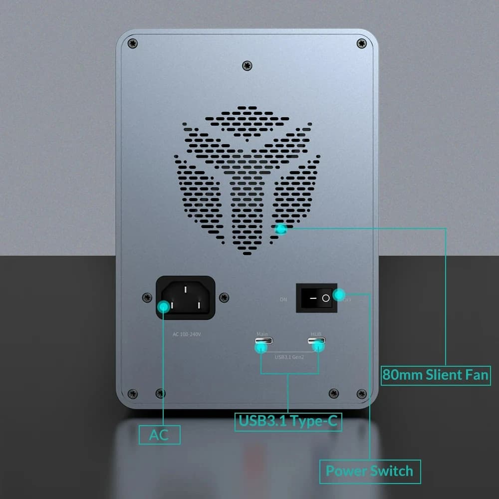 Boîtier de disque dur Yottamaster 5 baies USB3.1 (GEN2) type-c boîtier de disque dur externe prise e