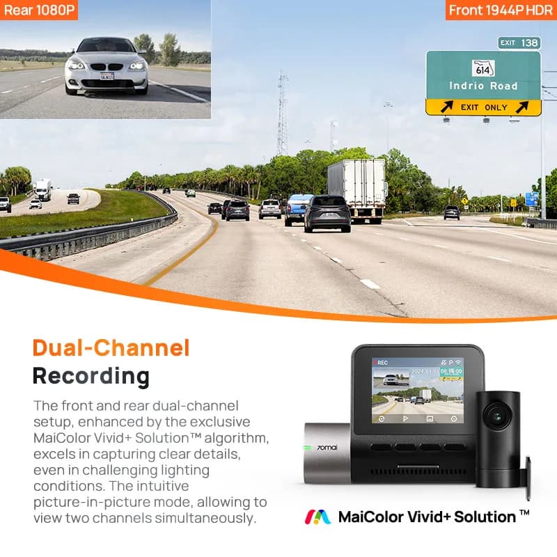 Version mondiale nouveau 70mai Dash Cam A510 1944P 3K Image HDR GPS ADAS 140FOV 24H Parking 70mai 4G