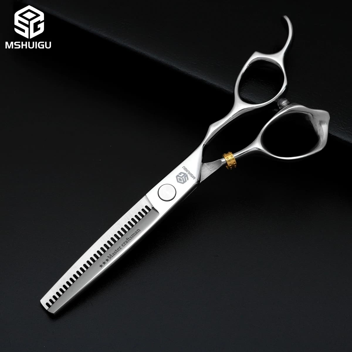 MSHUIGU – ciseaux de barbier professionnels de 6 pouces, en acier inoxydable 440C, lame inversée, ci