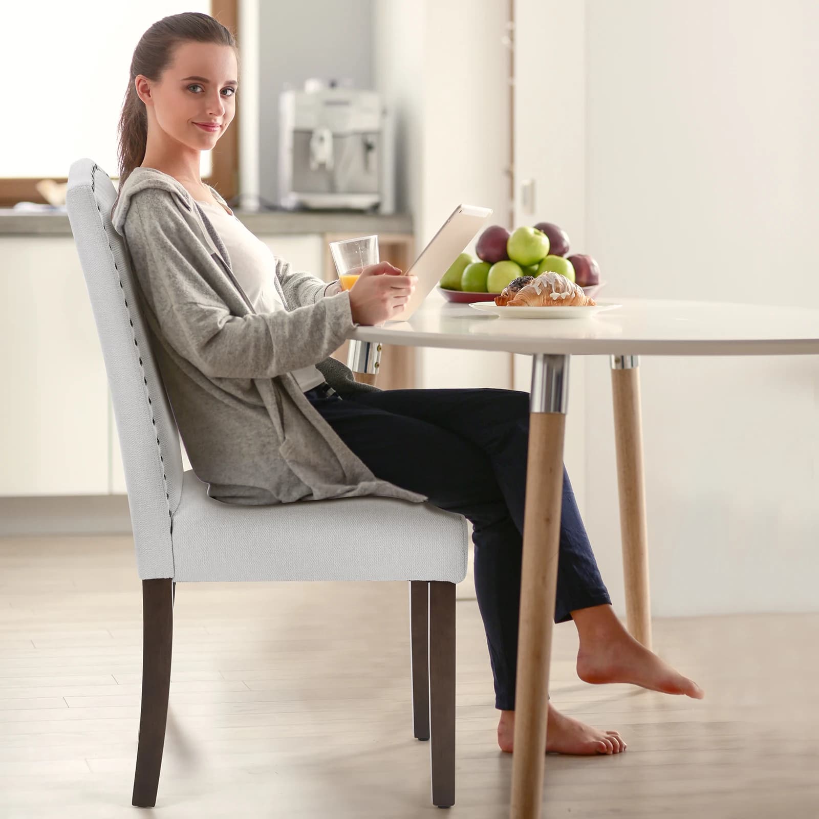 JIAN-Ensemble de chaises de salle à manger avec dossier rembourré, coussin en éponge épaissie, chais