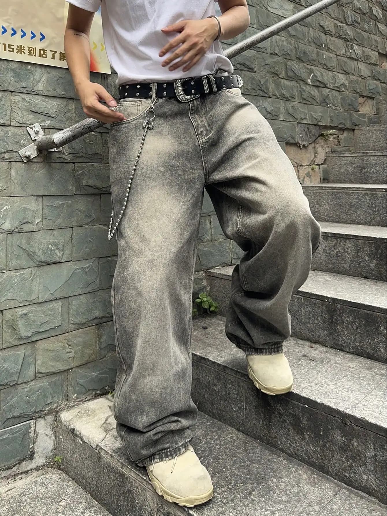 Vintage hommes y2k extensible Baggy Denim jean pour hommes mode pantalons décontractés Streetwear De