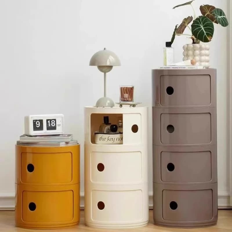 Table de chevet ronde nordique moderne, armoire de chevet en plastique nordique pour chambre à couch