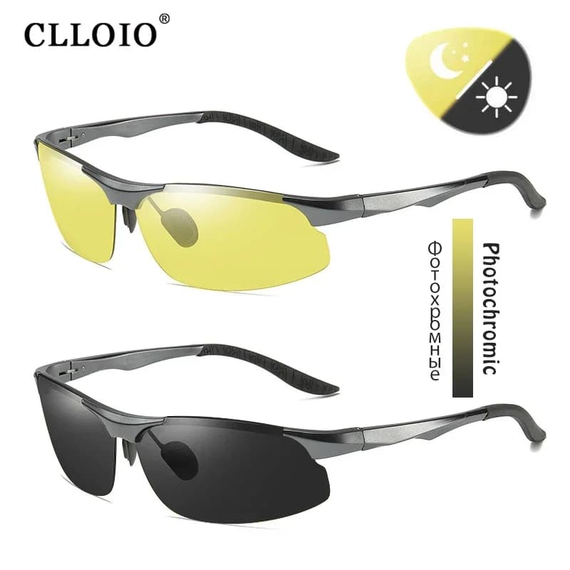 CLLOIO aluminium sans monture photochromique jour nuit Vision Anti-éblouissement lunettes hommes pol