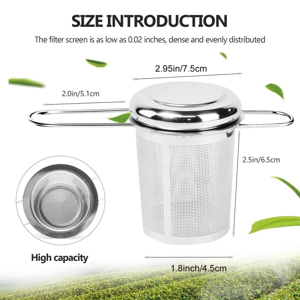 Infuseur à thé en maille d'acier inoxydable avec couvercle, passoire de tasse réutilisable, filtre à