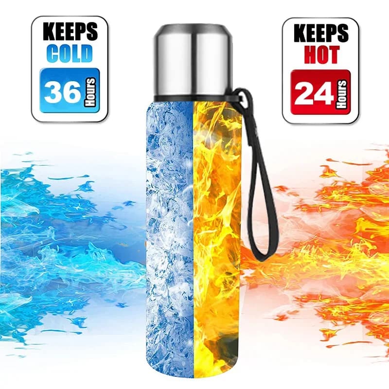 Bouteille Thermos en acier inoxydable 304, flacon sous vide de grande capacité, gobelet isolé avec c