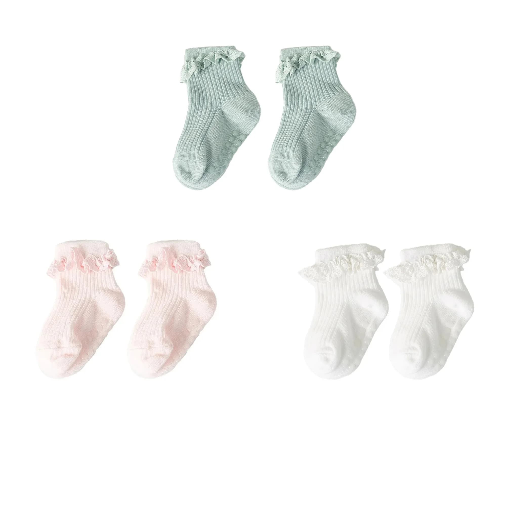 1/3/4/5 paires coton couleur Pure enfant en bas âge fille dentelle chaussettes infantile bébé filles