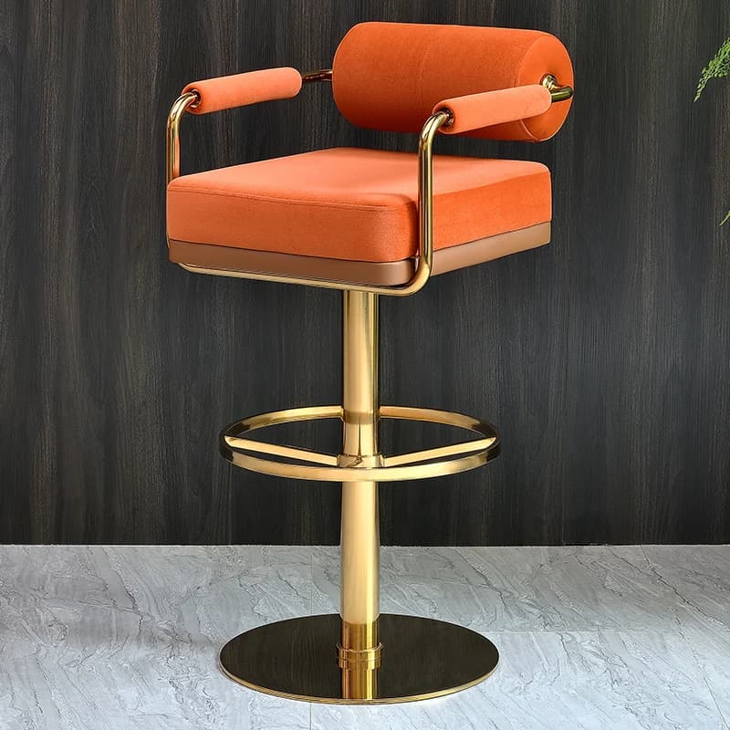 Tabourets de Bar de luxe modernes avec dossier et tabouret de Bar pivotant de comptoir de Base dorée