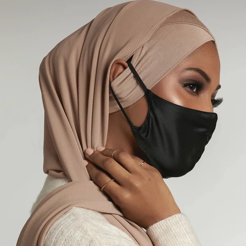 Jersey coton trou d'oreille sous-écharpe casquette front croix élastique musulman intérieur Hijab ca