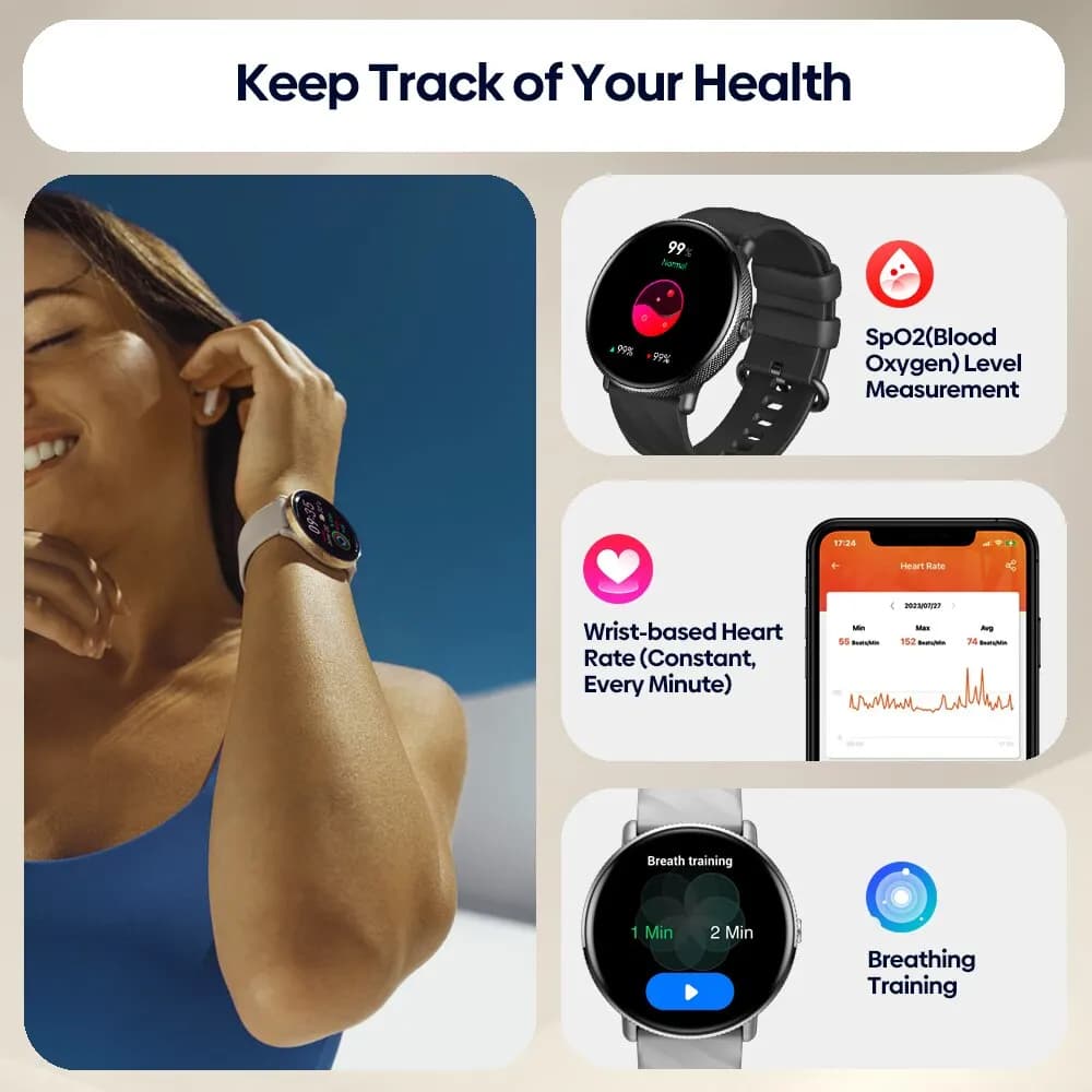 Zeblaze GTR 3 Pro Voix Appelant Montre Intelligente AMOLED Affichage 316L En Acier Inoxydable Fitnes