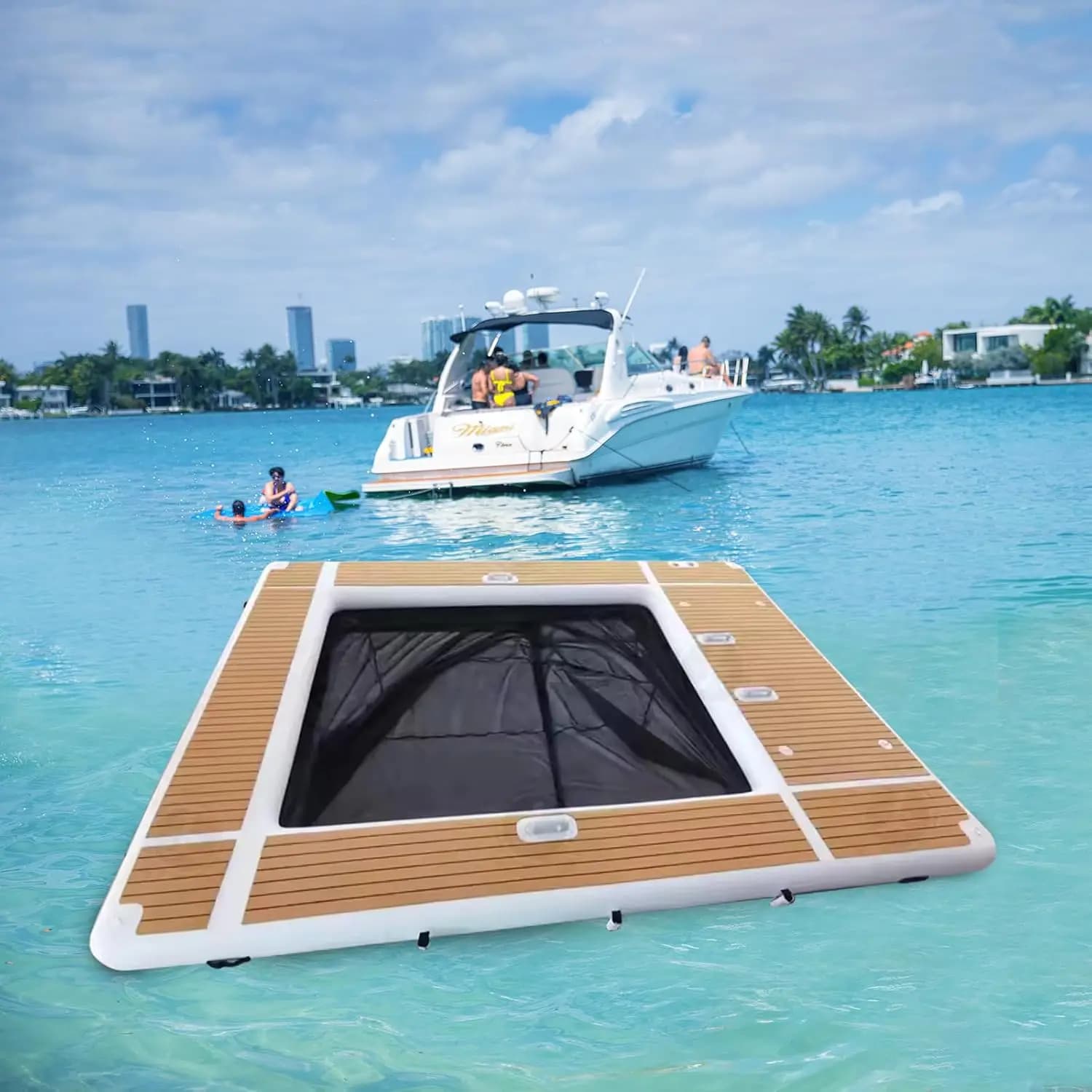 Piscine Gonflable Flottante pour Océan et Mer, Piscine Gonflable avec Filet, Piscine Gonflable pour 