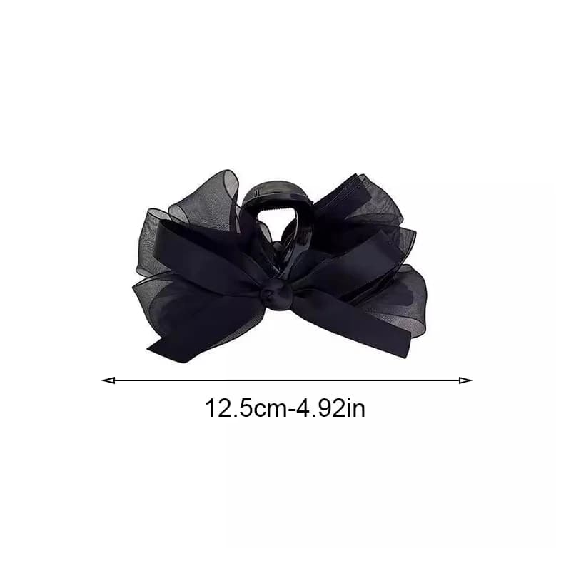 Pince à cheveux avec nœud en maille noire ultra-fantasy, pour l'arrière de la tête, pour cheveux épa