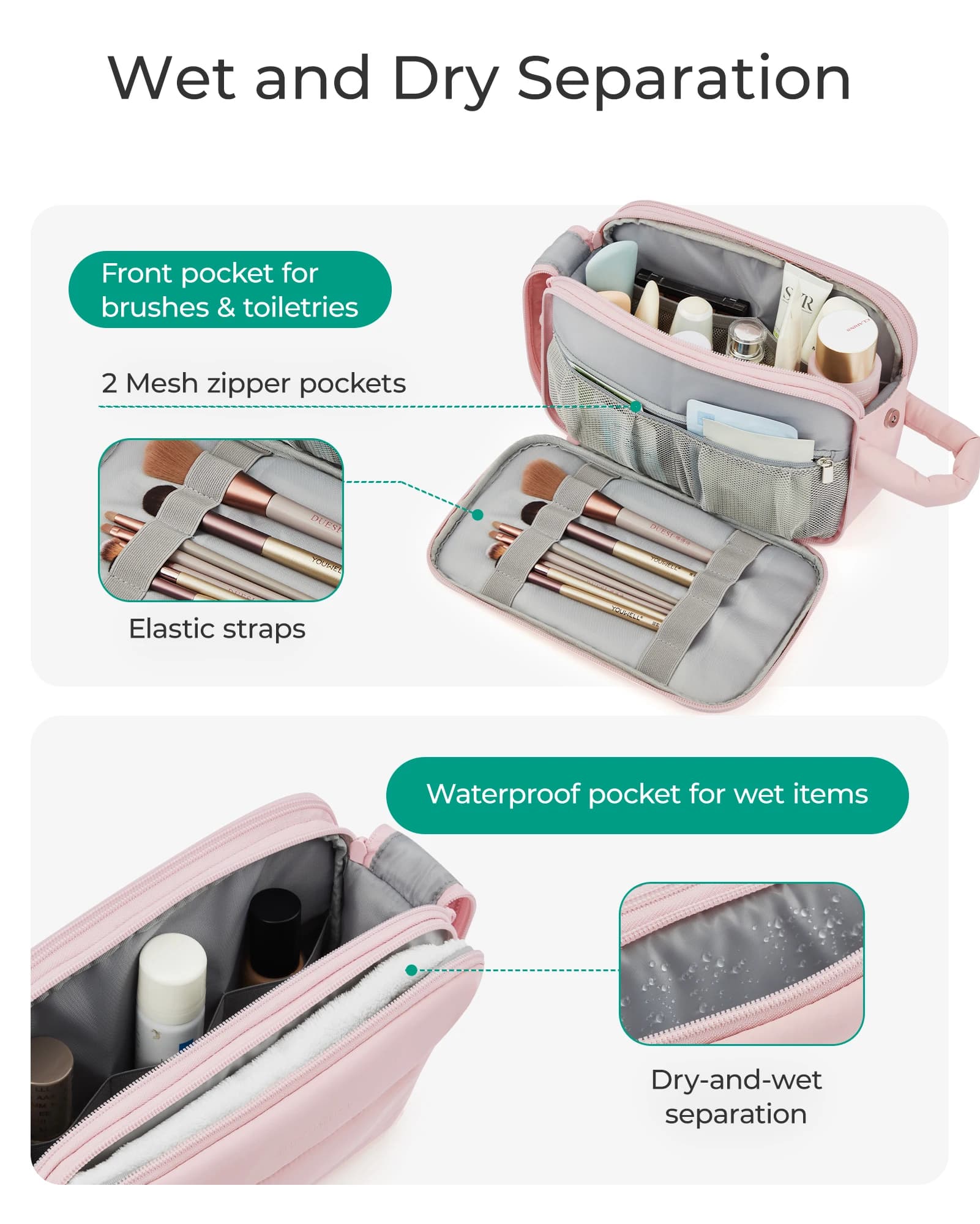 BAGSMART trousse de toilette de voyage sac cosmétique étanche pour femme sac de rangement de produit