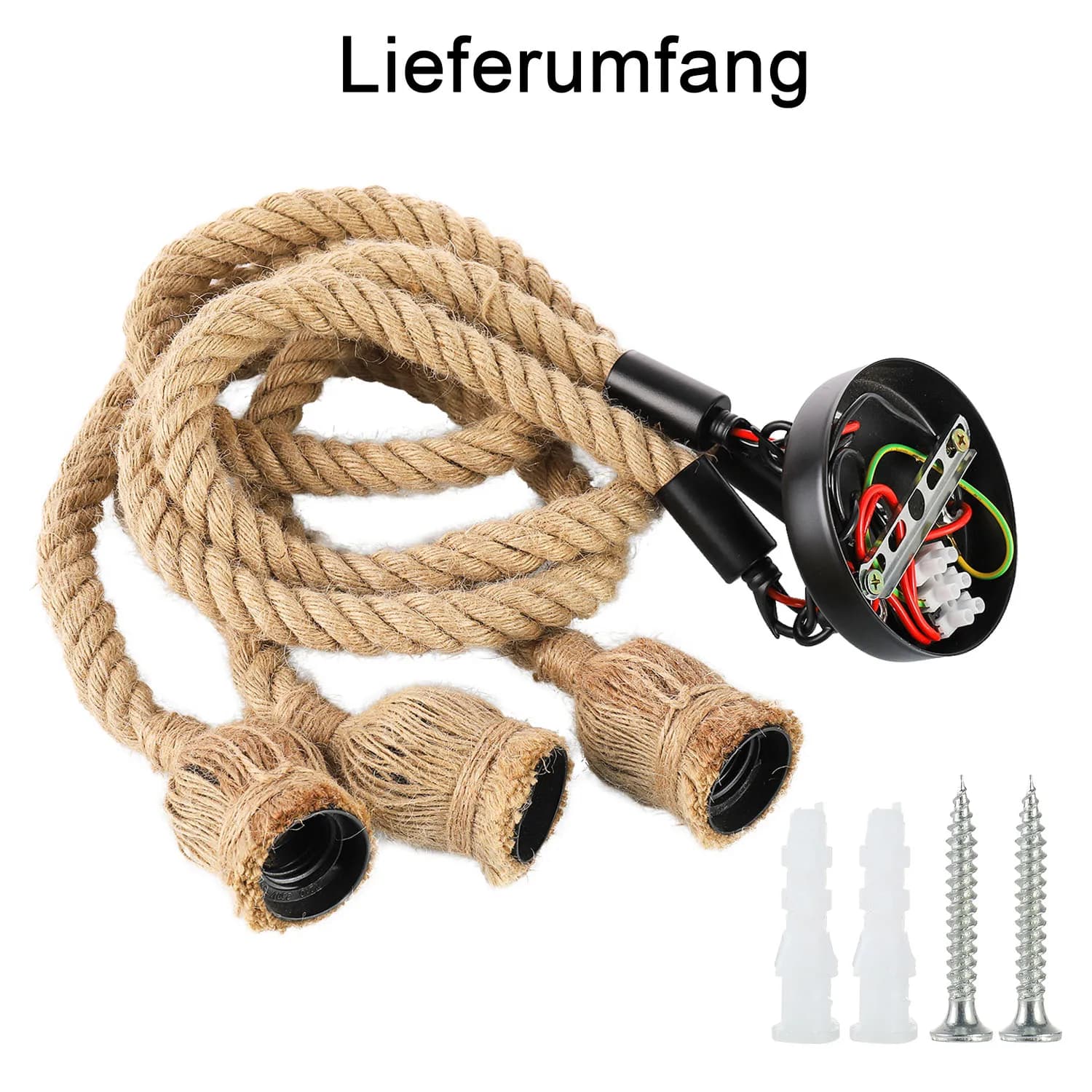 1m 3 tête LED lustre industriel rétro chanvre corde plafonnier décor à la maison pendentif lumières 