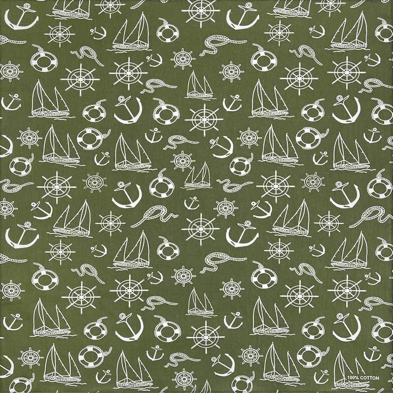 Haute qualité nouveau Design Hip Hop vert Olive coton carré écharpe marin Bandana écharpe ancre impr