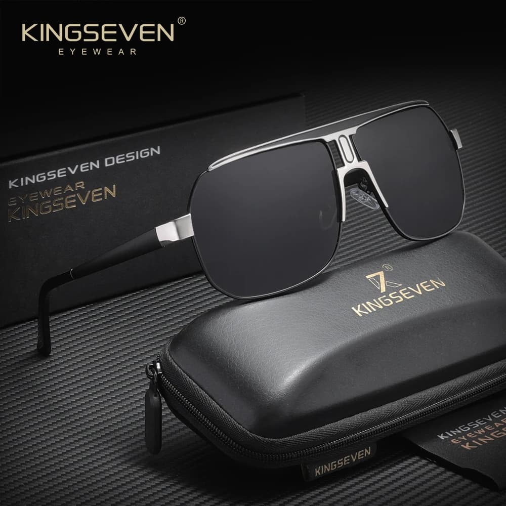 KINGSEVEN Lunettes de soleil de luxe modernes pour hommes et femmes, polarisées UV400, monture large