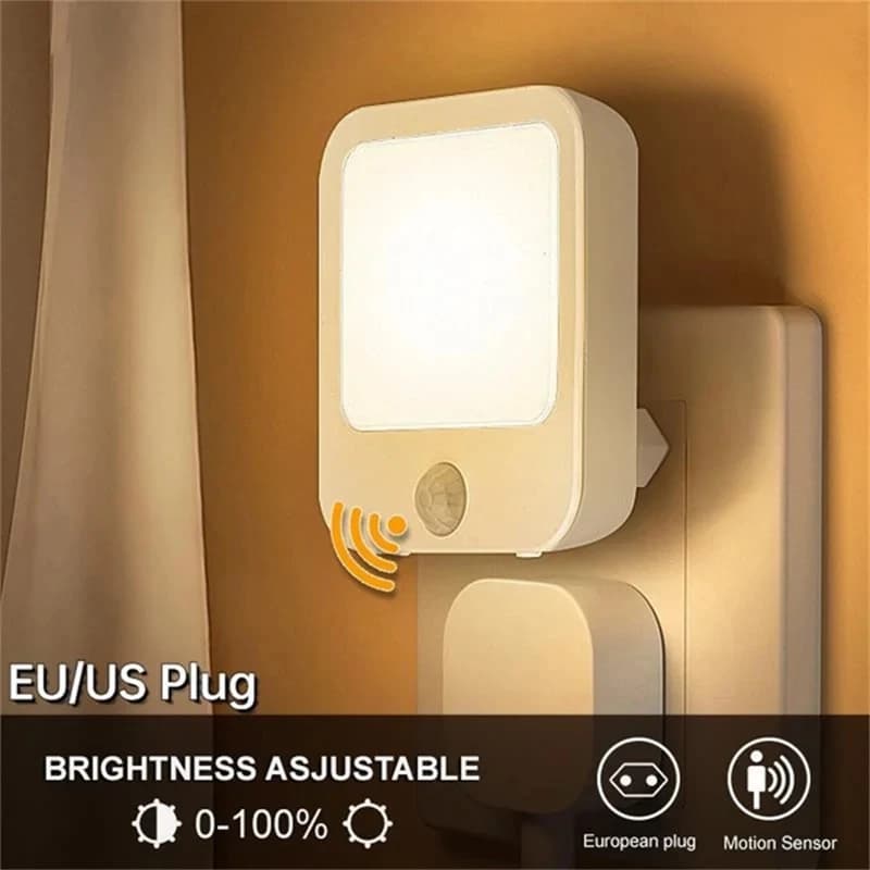 Veilleuses LED à capteur de mouvement, prise UE, lumière d'armoire à intensité variable pour bébé, c