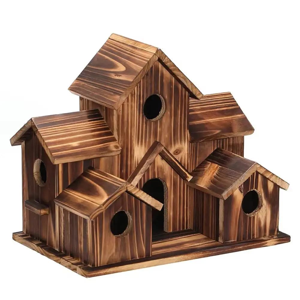 Maisons d'oiseaux pour jardin, 5 trous, pour l'extérieur, 5 familles d'oiseaux