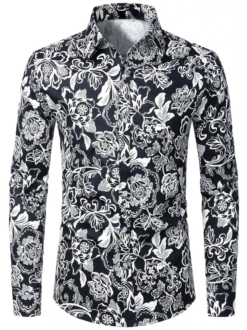 Chemise florale rétro des années 70 pour hommes et femmes, mode luxe, chemises à manches longues, bo