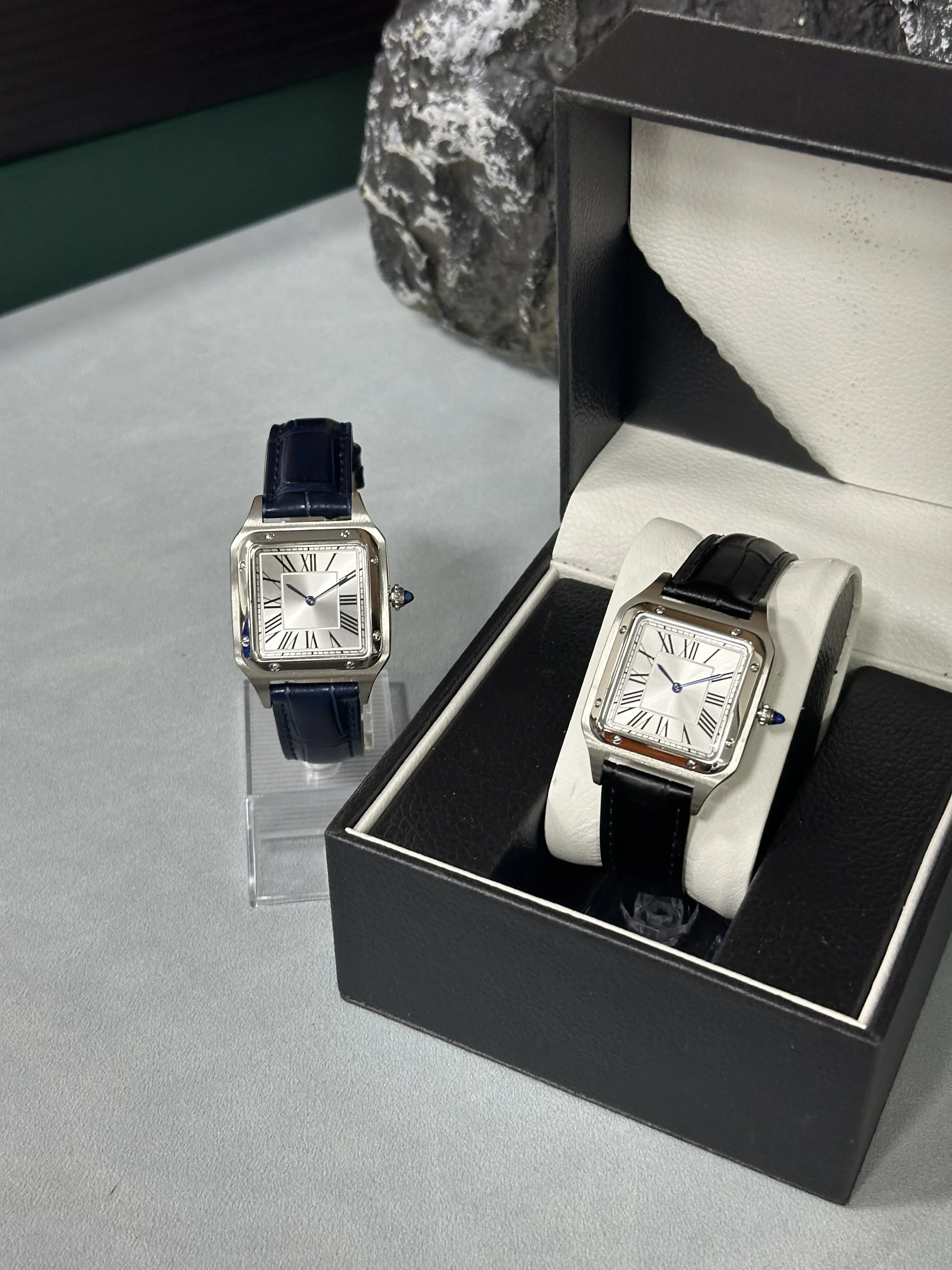 Montre à Quartz de luxe pour hommes, cadran carré à chiffres romains, tendance, décontractée, bracel