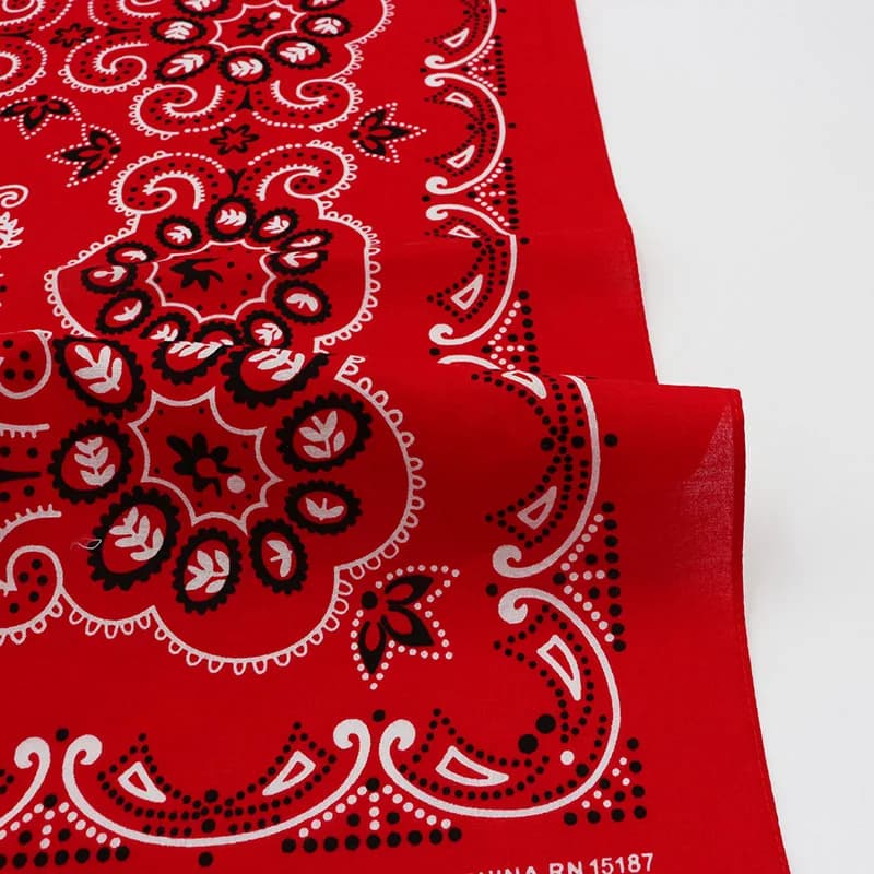 68CM rétro bleu rouge Paisley grand carré Bandana coton Hip Hop bandeau écharpe