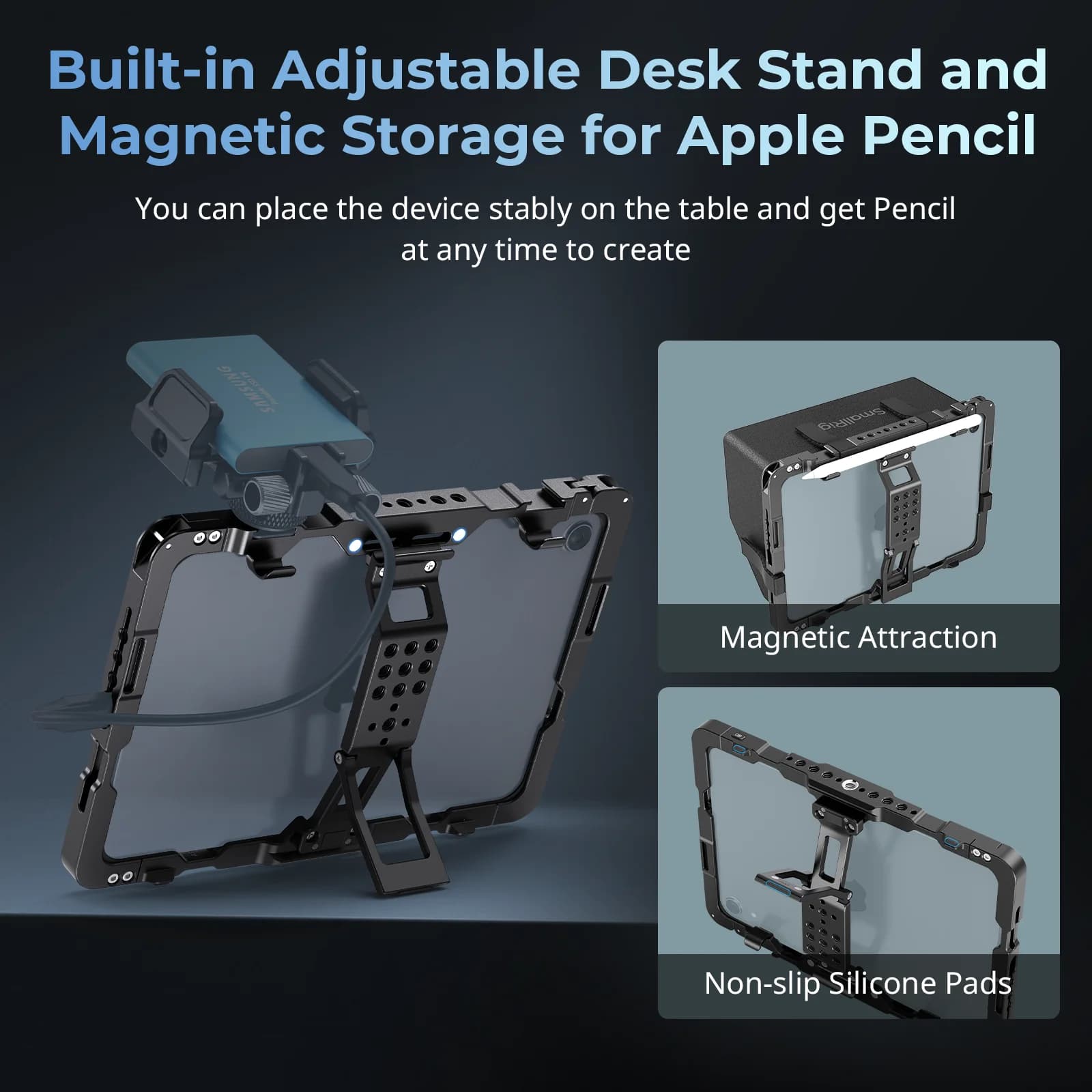 SmallRig-Pare-soleil Velcro pour iPad Mini 6 / A17 Pro, avec poignées amovibles, compatible avec Qui
