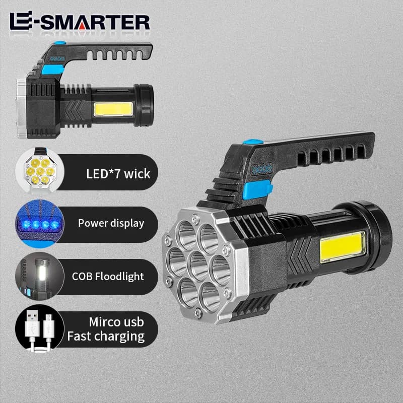 Lampes de poche LED haute puissance, torche de Camping avec 7 perles de lampe et lumière latérale CO