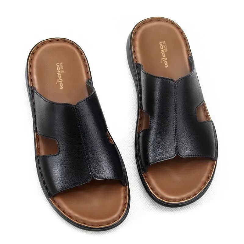 Pantoufles en cuir faites à la main pour hommes, vêtements d'été, tongs simples antidérapantes, seme