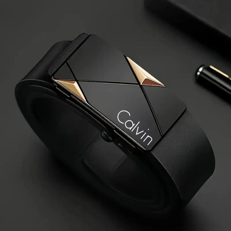 Ceinture élégante en cuir PU pour hommes – Ceintures à la mode pour la vie quotidienne, les loisirs,