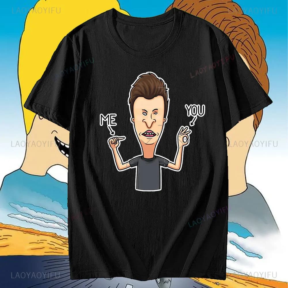 Beavis Butthead-T-shirt à manches courtes en coton pour hommes et femmes, T-shirt drôle, Cool, Haute