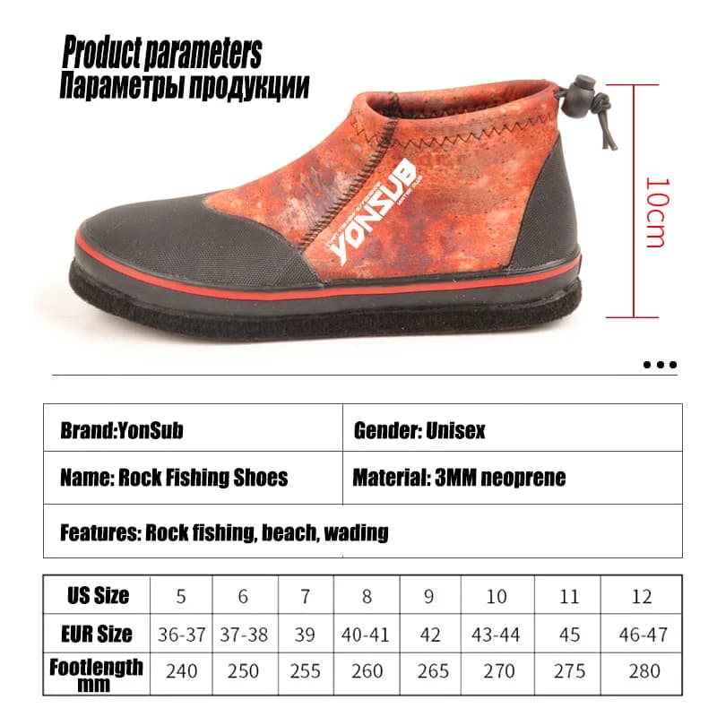 Chaussures de pêche à la roche en néoprène pour unisexe, bottes à semelle coordonnante, prévention d