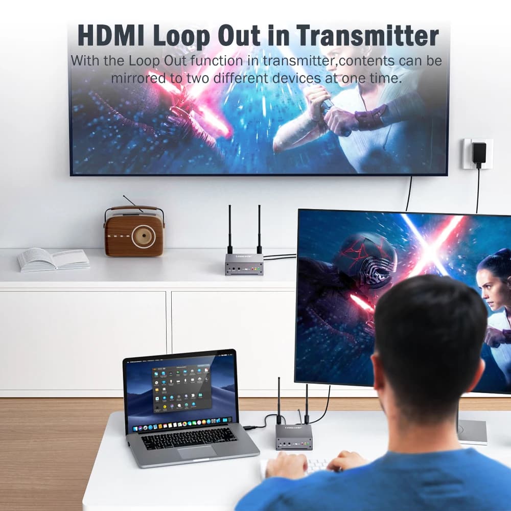 Lemorele-Kit de dongle TV sans fil HDMI pour PC, 200 m, 5GHz/2.4GHz, transmetteur et récepteur vidéo