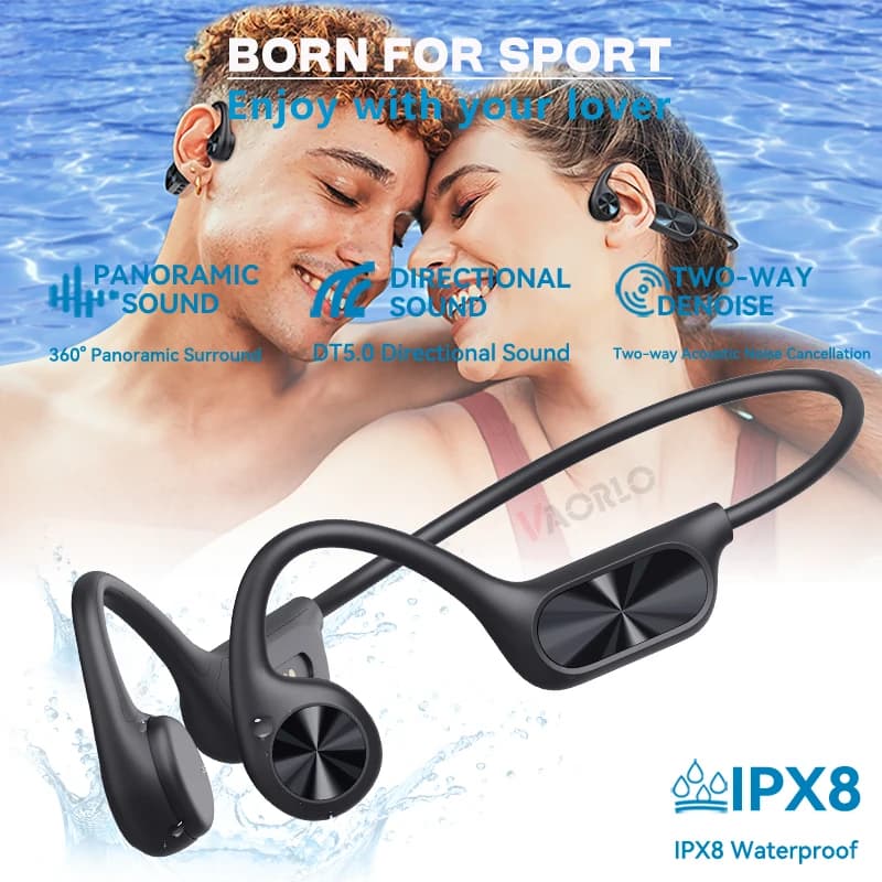 IPX8 étanche Conduction osseuse casque sans fil Bluetooth 5.4 + 32GB RAM lecteur MP3 HIFI musique sp