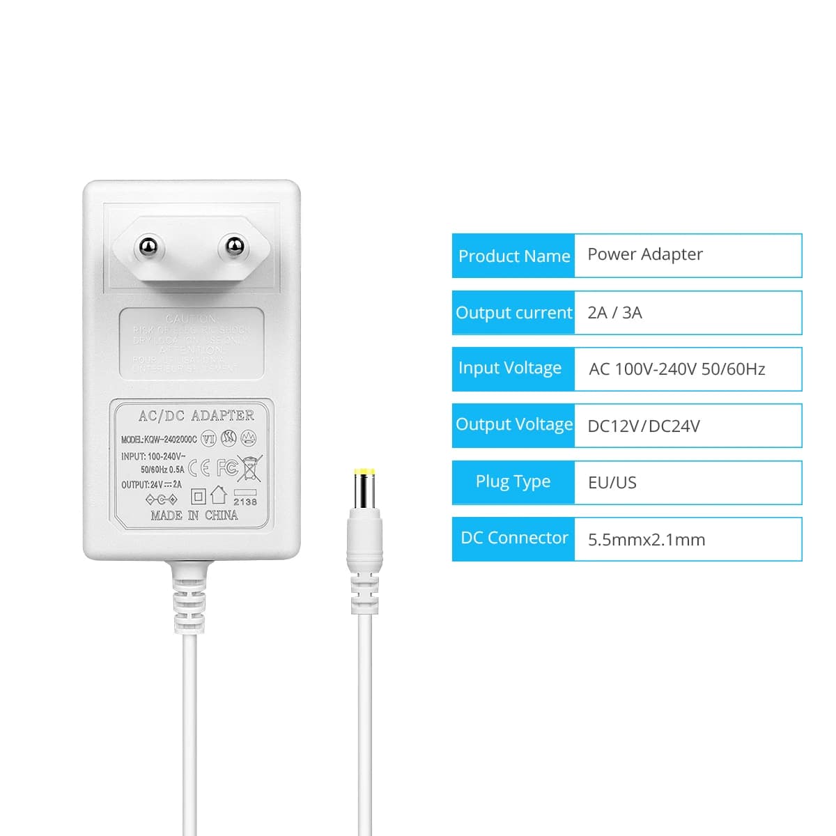 Pilote LED AC 100V-240V à DC 12V 24V 2A 3A, transformateurs d'éclairage, adaptateur d'alimentation à