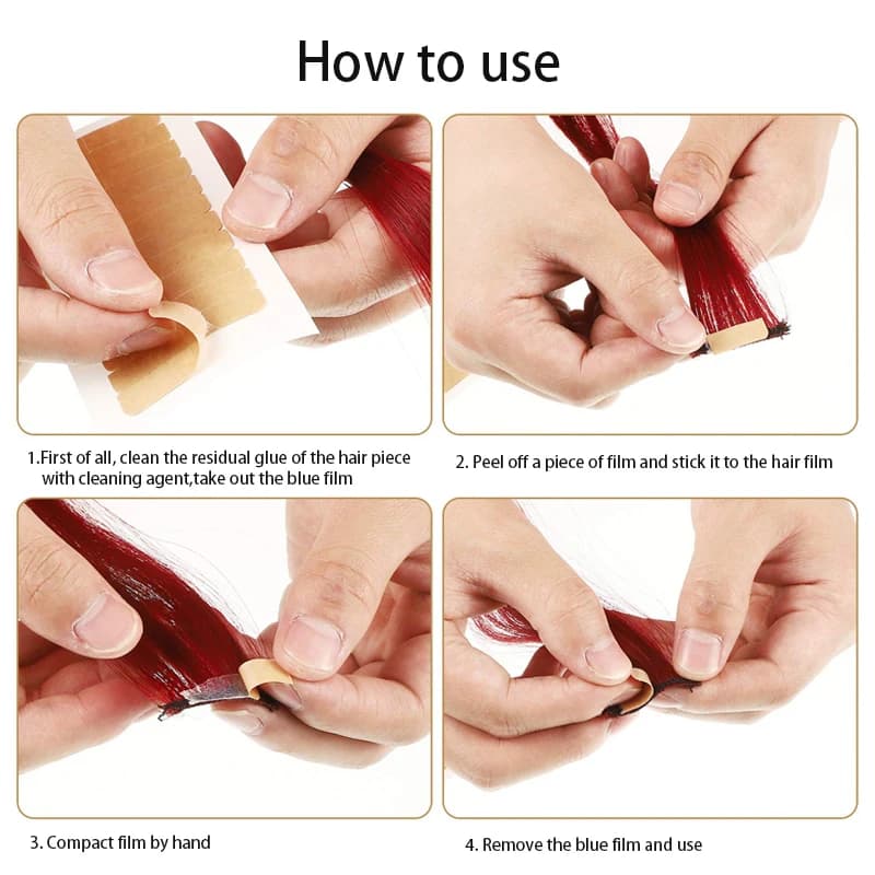 6 feuilles = 72 pièces bandes de ruban Double face pour toupet dentelle perruques adhésifs Extension