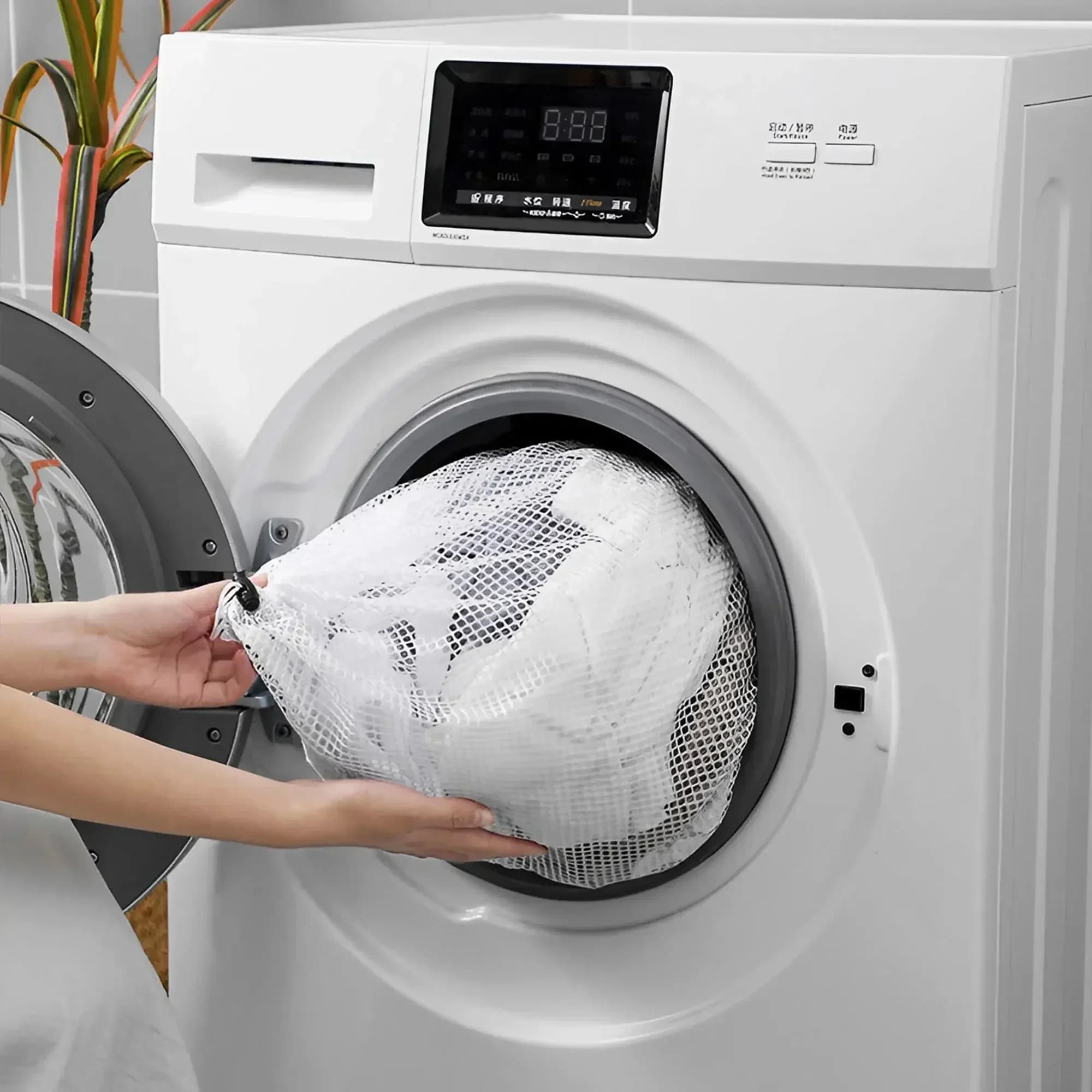 Sac à linge en maille – lavable en machine, pour voyage et linge, avec fermeture à cordon pour chemi