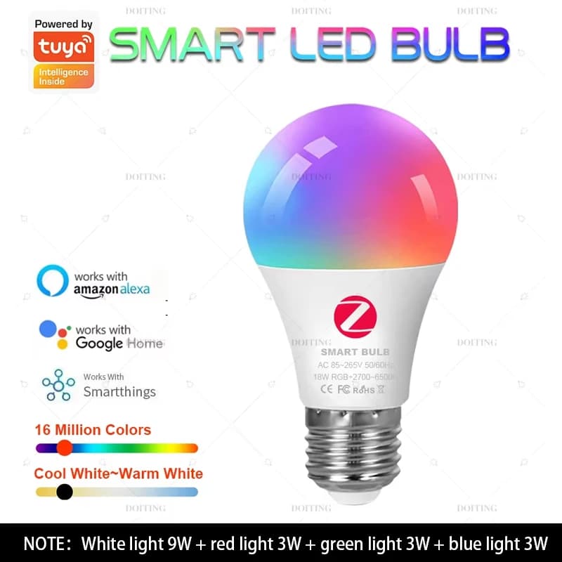 Zigbee 3.0 ampoule Led intelligente 110V 220V E27 B22 lampes RGBCW fonctionne avec Alexa Echo Plus G