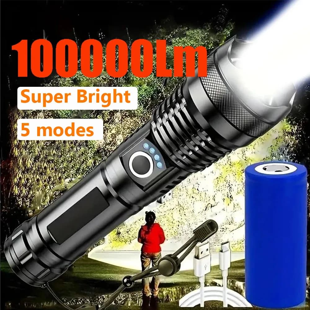 Dullantern-Lampe de poche LED aste avec chargement USB, lampe de poche ultra injuste, haute puissanc