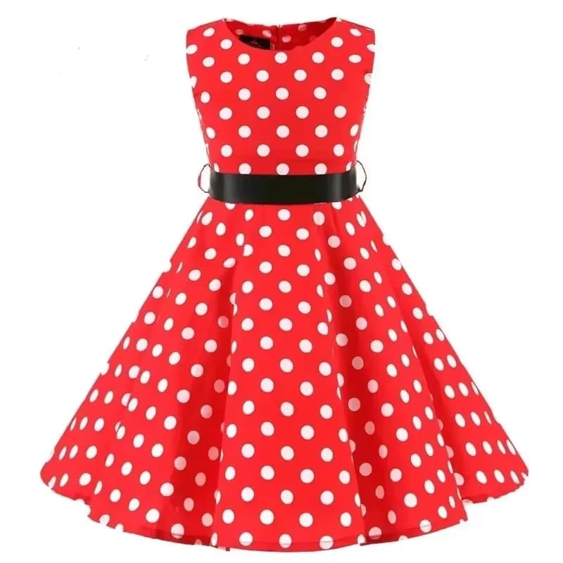 Robe d'été mi-longue en coton pour enfants, Vintage, à pois, motif Floral, pour bébé fille