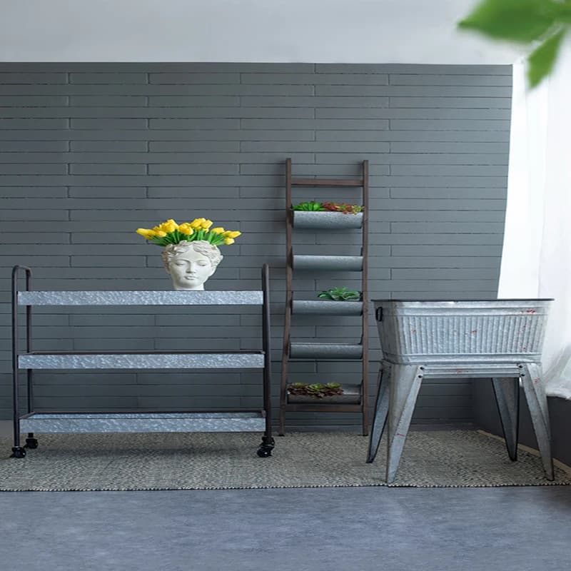 Étagère Galvanisée à 3 Niveaux, 35x12.5x40 Pouces